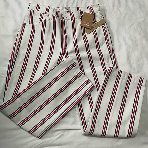 Reformation // Roper Pants // Size 29 // White Red Blue // Wide Leg - Picture 1 of 6